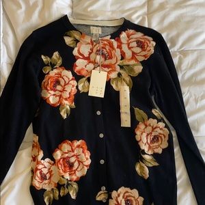 Black floral cardigan